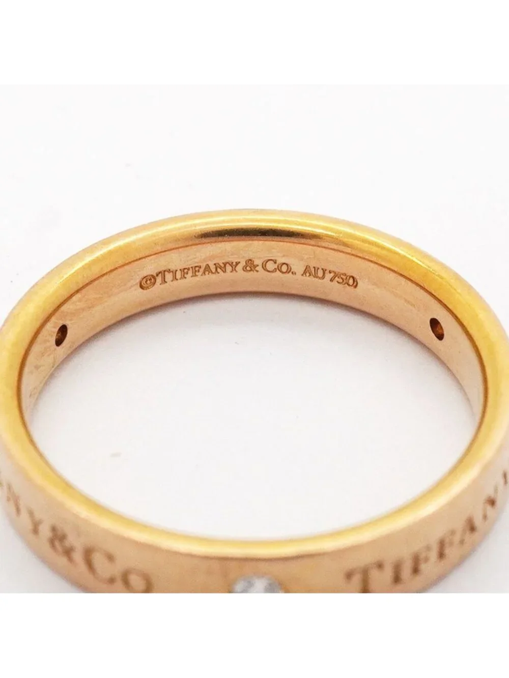 Tiffany & Co Ring Flat Band 18k Pink Gold Diamond